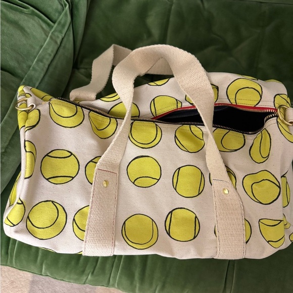 NWOT Clare V Duffle Canvas Tennis Balls, Natural - Picture 3 of 5